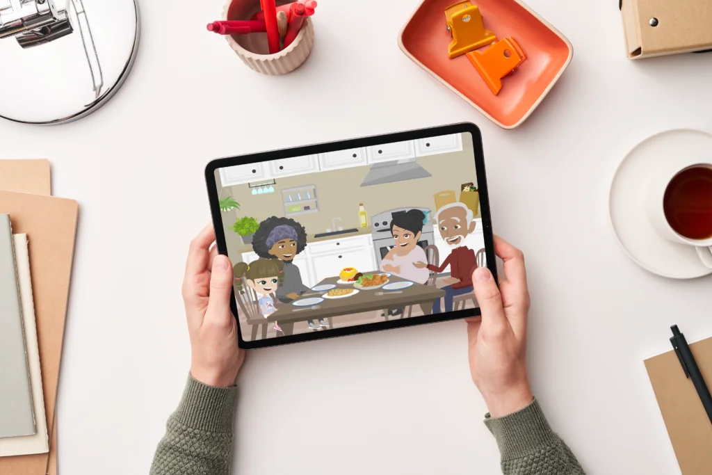 An animated MacKillop Institute video playing on a tablet